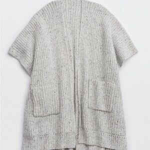 Aerie Ribbed Sweater Cape in Heather Gray size xs/s